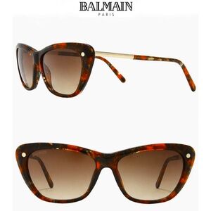 BALMAIN PARIS BL2069 C03 RED TORTOISE GRADIENT BROWN CAT EYE SUNGLASSES.…